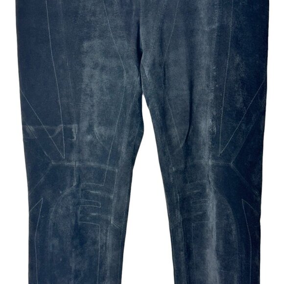 Siena Studio Pants Women 10 Black Suede Leather Zipper Accents Straight Leg - Picture 5 of 13